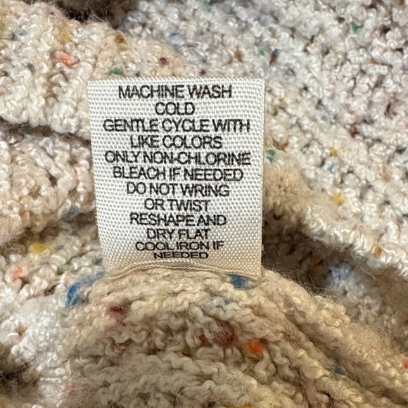 moon & madison Speckled Knit Cowl Neck Cropped Sweater - Cream- Size M - Picture 6 of 9